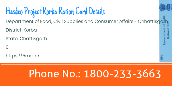 Hasdeo Project Korba ration card